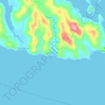 Topografische Karte Alimsog, Höhe, Relief