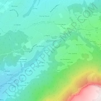 Topografische Karte La Croze, Höhe, Relief