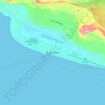 Topografische Karte Biak Kota, Höhe, Relief