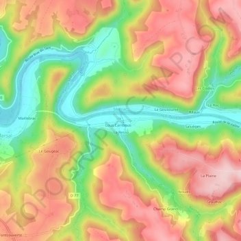 Topografische Karte Fabas, Höhe, Relief