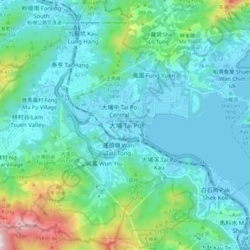Topografische Karte 大埔, Höhe, Relief