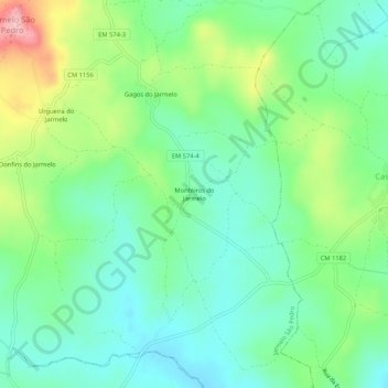 Topografische Karte Monteiros do Jarmelo, Höhe, Relief