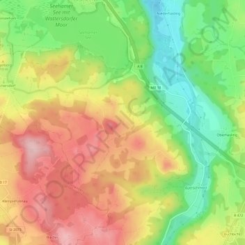 Topografische Karte Holzer, Höhe, Relief