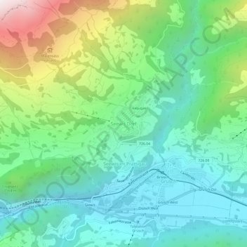 Topografische Karte Seewis Dorf, Höhe, Relief