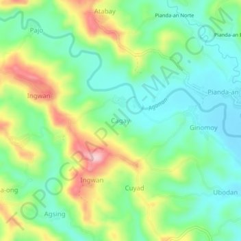 Topografische Karte Cagay, Höhe, Relief