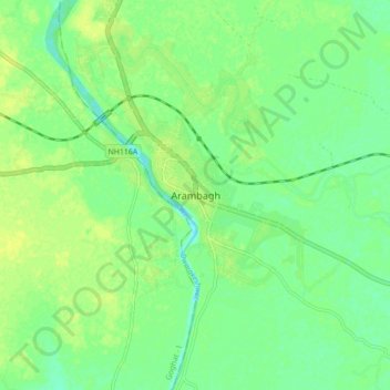 Topografische Karte Arambagh, Höhe, Relief