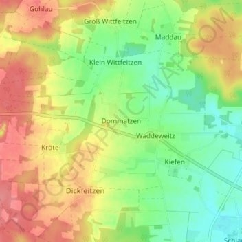 Topografische Karte Dommatzen, Höhe, Relief