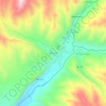 Topografische Karte Mirave, Höhe, Relief