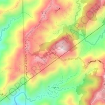 Topografische Karte Gaas, Höhe, Relief