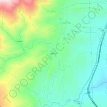 Topografische Karte Viduedo, Höhe, Relief
