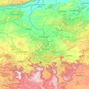 Topografische Karte Palāmu, Höhe, Relief