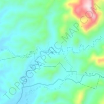 Topografische Karte Tugos, Höhe, Relief