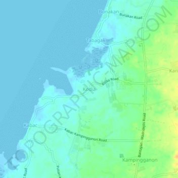 Topografische Karte Kodia, Höhe, Relief