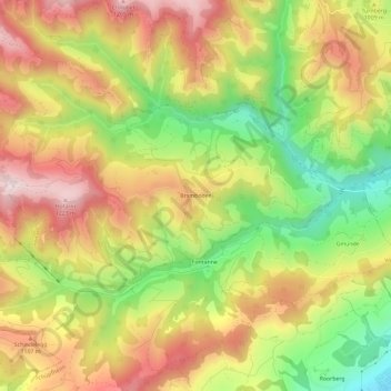 Topografische Karte Bramboden, Höhe, Relief
