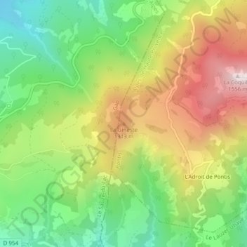 Topografische Karte La Gineste, Höhe, Relief