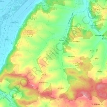 Topografische Karte Haunwang, Höhe, Relief