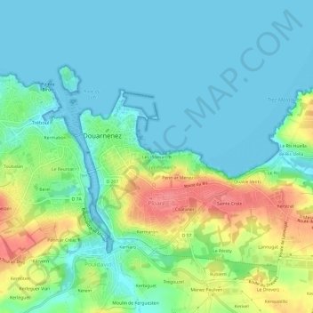 Topografische Karte Les Plomarc'h, Höhe, Relief