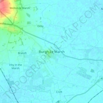 Topografische Karte Burgh Le Marsh, Höhe, Relief