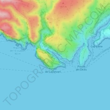 Topografische Karte Calanque d'En-Vau, Höhe, Relief