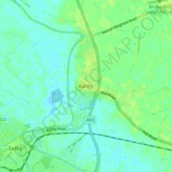 Topografische Karte Barlby, Höhe, Relief