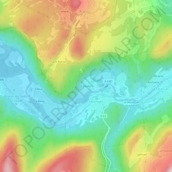 Topografische Karte Le Pavillon, Höhe, Relief