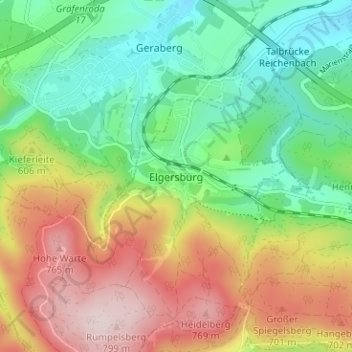 Topografische Karte Elgersburg, Höhe, Relief