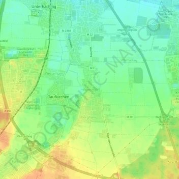 Topografische Karte Winning, Höhe, Relief