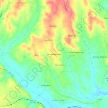 Topografische Karte Carvalhal Grande, Höhe, Relief