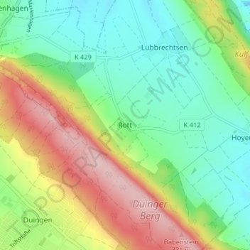 Topografische Karte Rott, Höhe, Relief