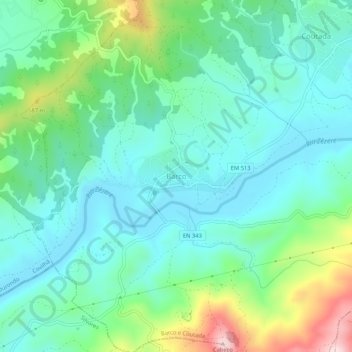 Topografische Karte Barco, Höhe, Relief