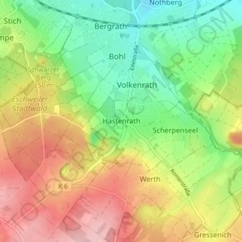 Topografische Karte Hastenrath, Höhe, Relief