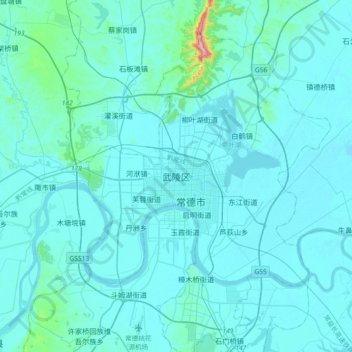Topografische Karte 武陵区, Höhe, Relief