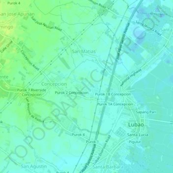 Topografische Karte Purok 9A Concepcion, Höhe, Relief