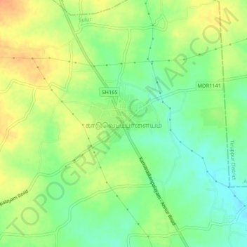 Topografische Karte Kaduvettipalayam, Höhe, Relief
