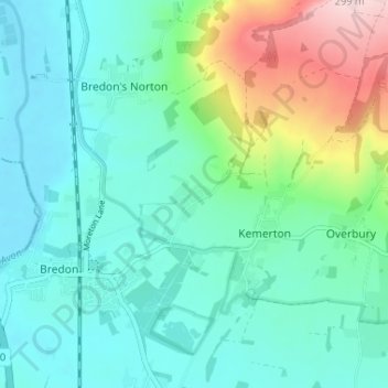 Topografische Karte Westmancote, Höhe, Relief