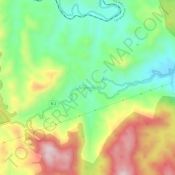 Topografische Karte Anevoka, Höhe, Relief