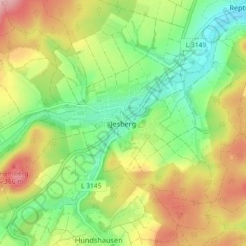 Topografische Karte Jesberg, Höhe, Relief