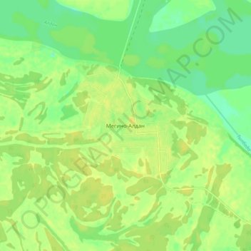 Topografische Karte Мегино-Алдан, Höhe, Relief