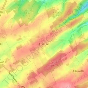 Topografische Karte Fraiture, Höhe, Relief