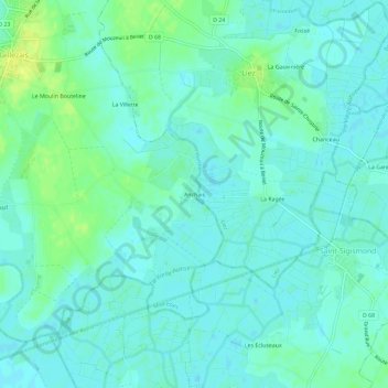 Topografische Karte Anchais, Höhe, Relief