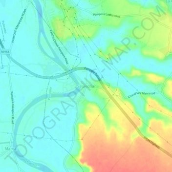 Topografische Karte Galandhar, Höhe, Relief