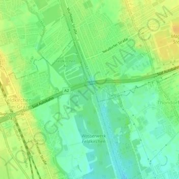 Topografische Karte Grazer Becken, Höhe, Relief