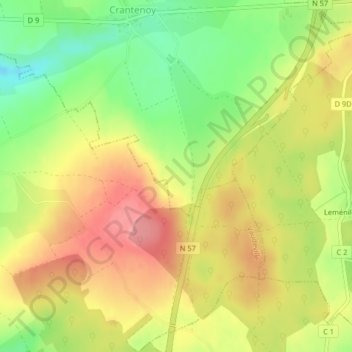 Topografische Karte Chasel, Höhe, Relief