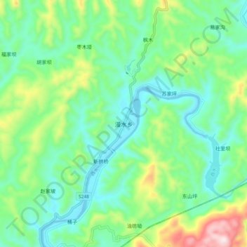 Topografische Karte 漫水乡, Höhe, Relief