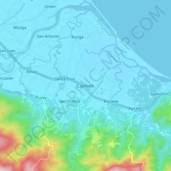 Topografische Karte Carmen, Höhe, Relief