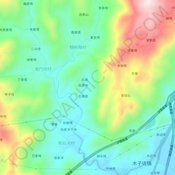 Topografische Karte 阮家塆, Höhe, Relief