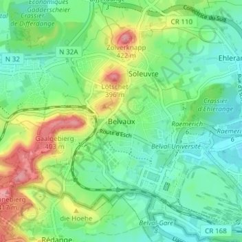 Topografische Karte Beles, Höhe, Relief