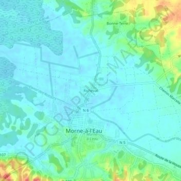 Topografische Karte Richeval, Höhe, Relief