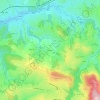 Topografische Karte Bruyère, Höhe, Relief