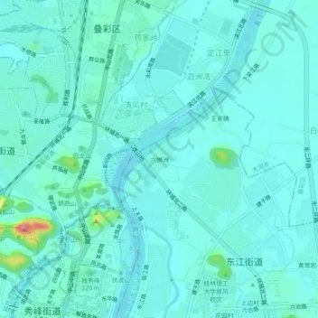 Topografische Karte 六狮洲, Höhe, Relief